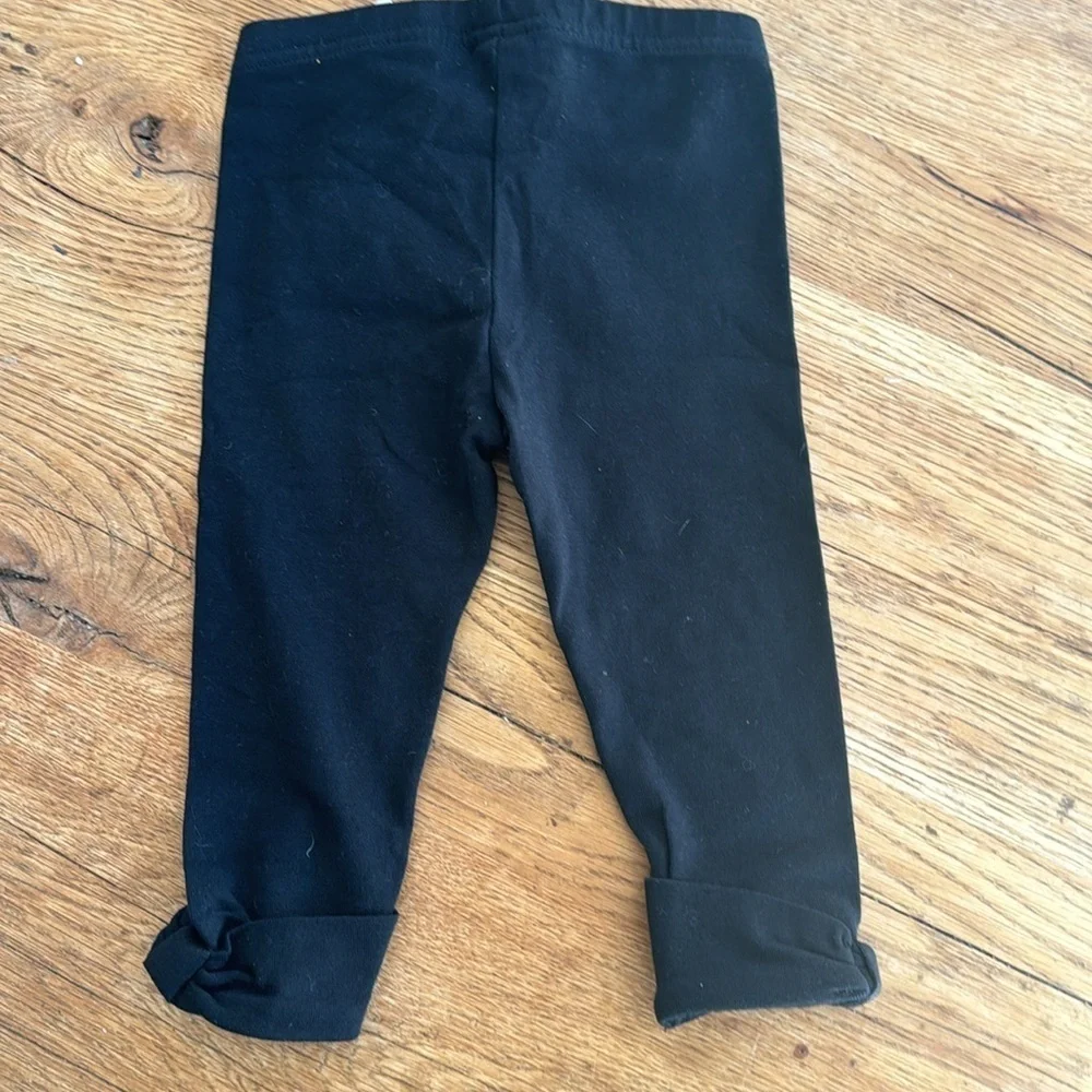 Janie & Jack Leggings Baby Girl 6-12Mos Black NWT Bow Seam Front